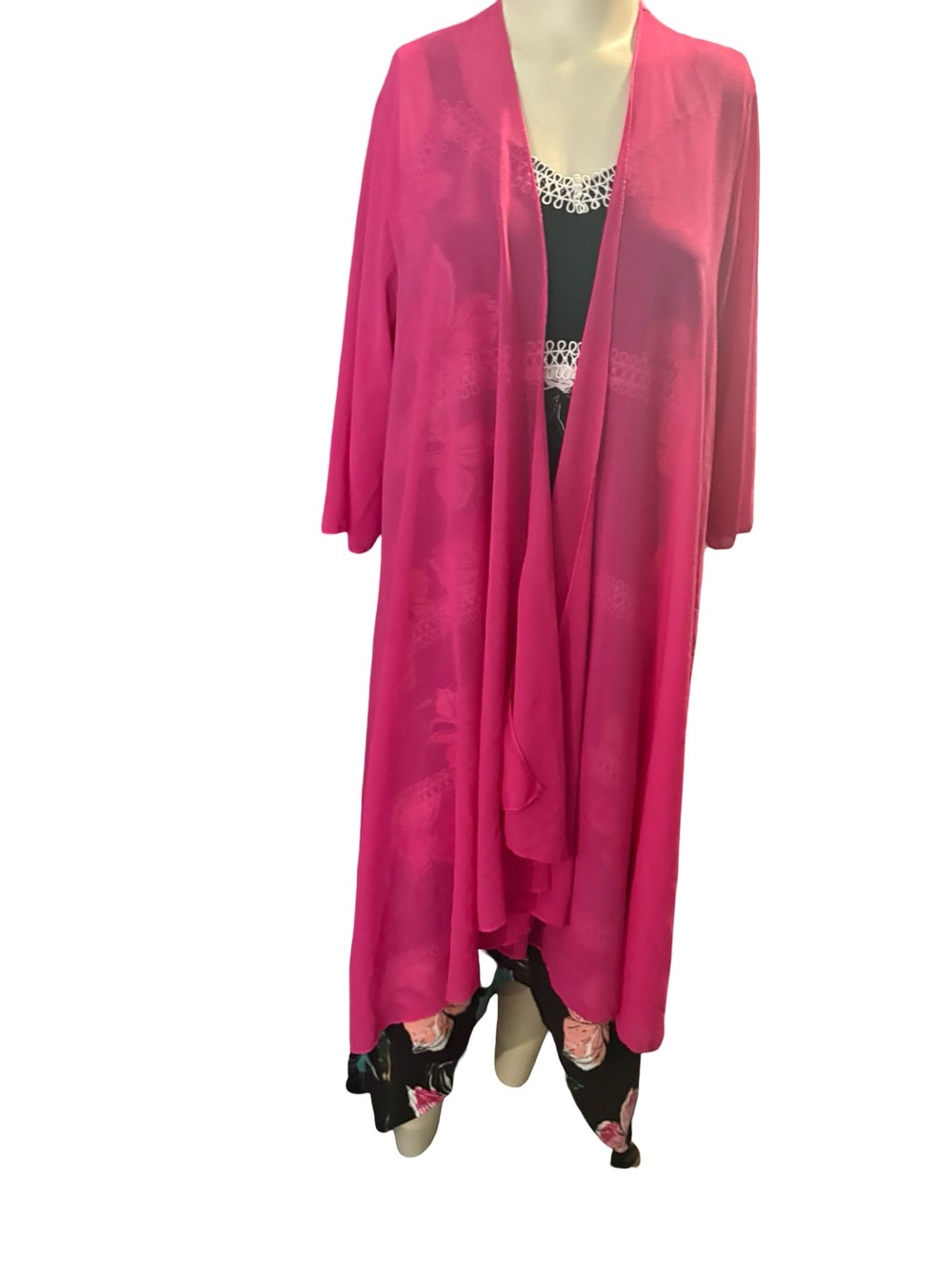 Source Unknown Hot Pink Sheer Duster Tunic